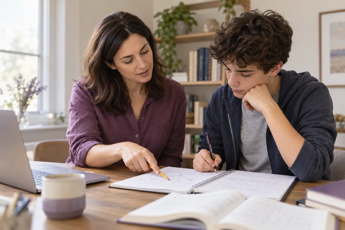 An educator guiding a student through mathematics